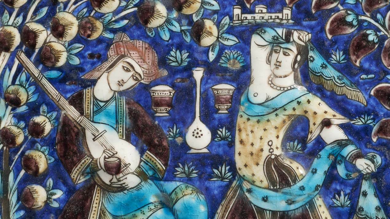 Détail carreau au musicien et à la danseuse