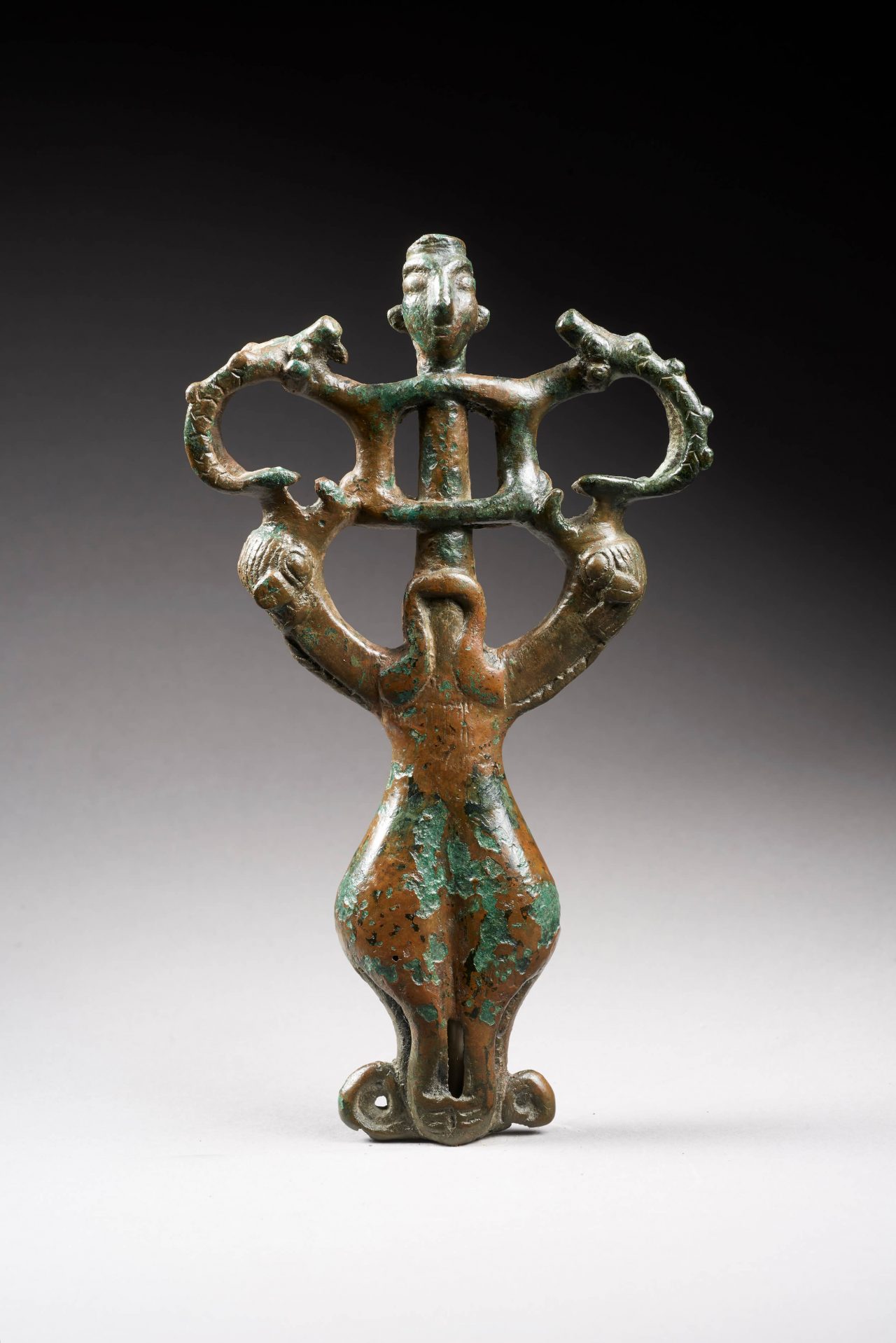 ‘Master of animals’ finial with ibexes and felines
