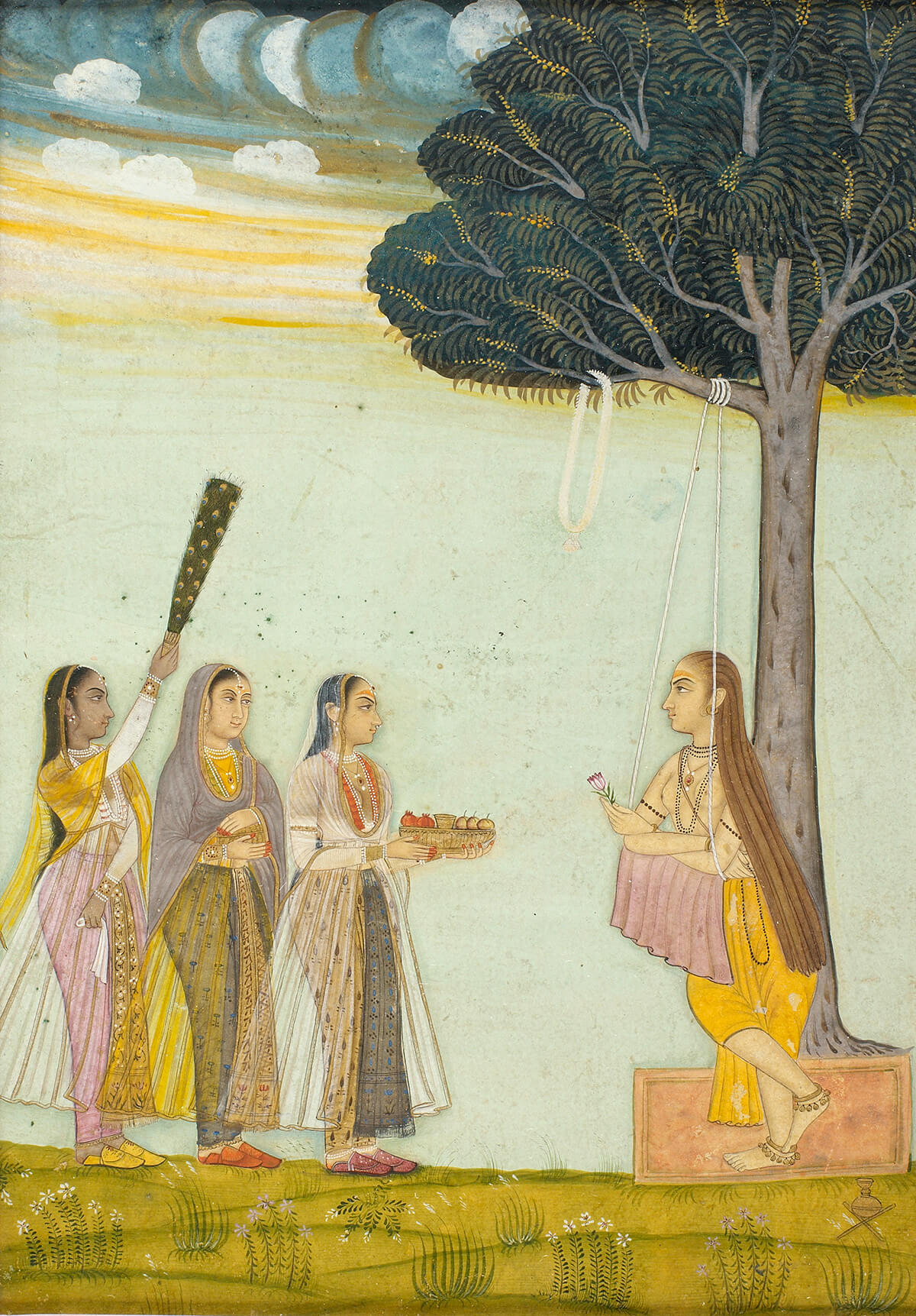 Three ladies visiting a yogini